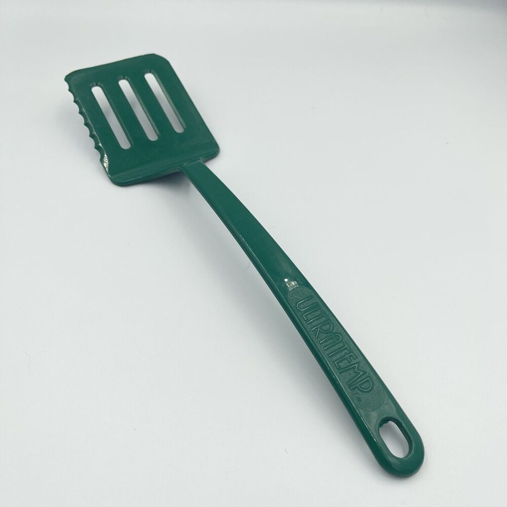 Vintage GREEN Ultratemp Spatula Serrated Edge MADE IN USA Robinson Knife Co 12.5